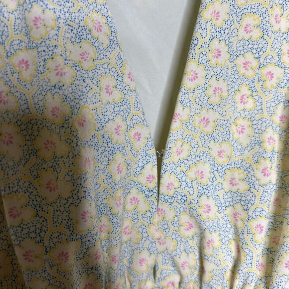 Derek Lam Jumpsuit Deep V Neckline Sleeveless Yellow Floral Print Wide Leg Sz 48 - Picture 12 of 15